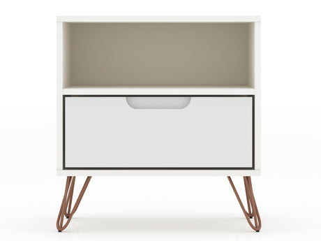 Rockefeller 1.0 Nightstand in White by Manhattan Comfort at Eve Furniture