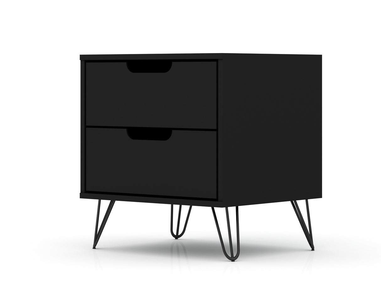 Rockefeller 2.0 Nightstand in Black by Manhattan Comfort at Eve Furniture