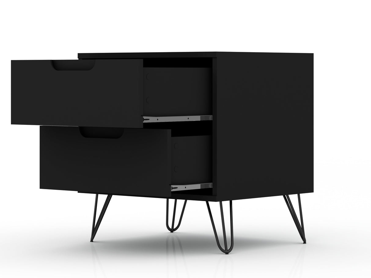 Rockefeller 2.0 Nightstand in Black by Manhattan Comfort at Eve Furniture