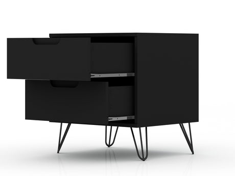Rockefeller 2.0 Nightstand in Black by Manhattan Comfort at Eve Furniture