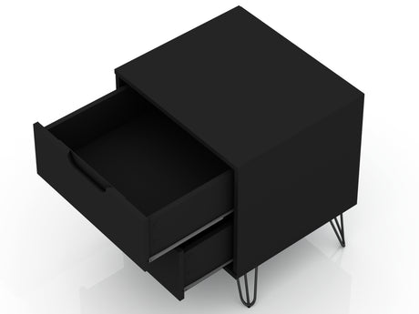 Rockefeller 2.0 Nightstand in Black by Manhattan Comfort at Eve Furniture