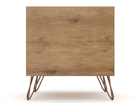 Rockefeller 2.0 Nightstand in Nature and Rose Pink by Manhattan Comfort at Eve Furniture