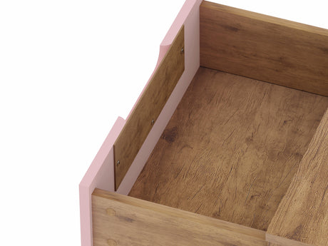 Rockefeller 2.0 Nightstand in Nature and Rose Pink by Manhattan Comfort at Eve Furniture