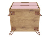 Rockefeller 2.0 Nightstand in Nature and Rose Pink by Manhattan Comfort at Eve Furniture