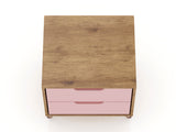 Rockefeller 2.0 Nightstand in Nature and Rose Pink by Manhattan Comfort at Eve Furniture