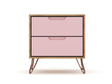 Rockefeller 2.0 Nightstand in Nature and Rose Pink by Manhattan Comfort at Eve Furniture
