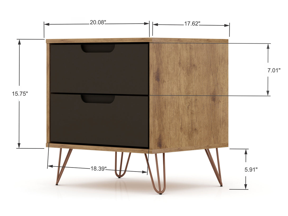 Rockefeller 2.0 Nightstand in Nature and Textured Grey by Manhattan Comfort at Eve Furniture