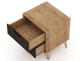 Rockefeller 2.0 Nightstand in Nature and Textured Grey by Manhattan Comfort at Eve Furniture