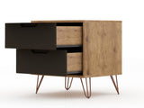 Rockefeller 2.0 Nightstand in Nature and Textured Grey by Manhattan Comfort at Eve Furniture