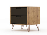 Rockefeller 2.0 Nightstand in Nature and Textured Grey by Manhattan Comfort at Eve Furniture