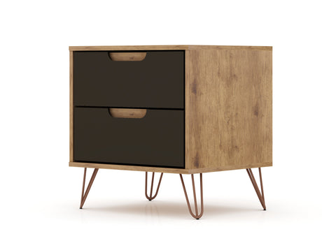 Rockefeller 2.0 Nightstand in Nature and Textured Grey by Manhattan Comfort at Eve Furniture