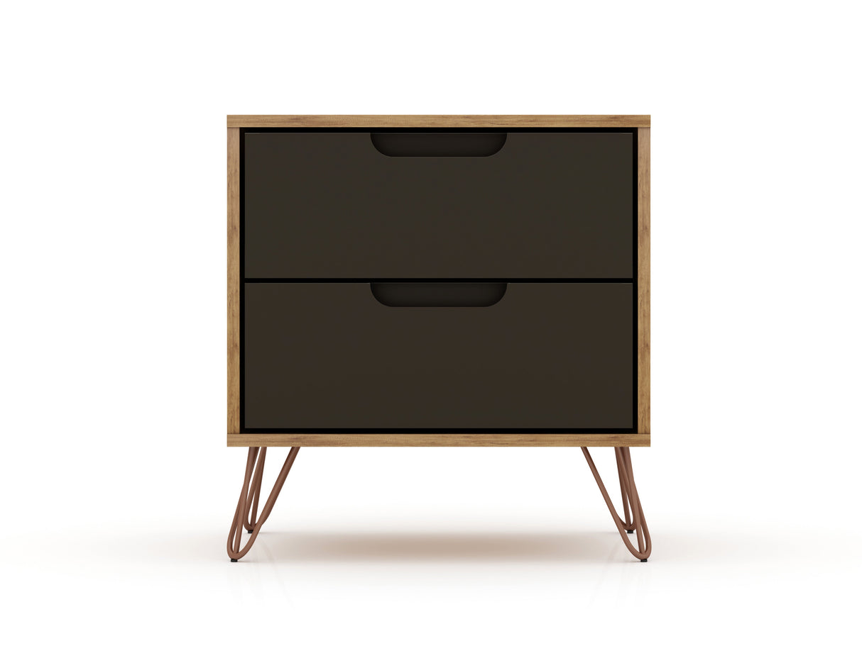 Rockefeller 2.0 Nightstand in Nature and Textured Grey by Manhattan Comfort at Eve Furniture