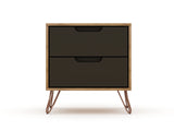 Rockefeller 2.0 Nightstand in Nature and Textured Grey by Manhattan Comfort at Eve Furniture
