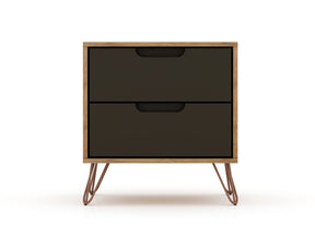 Rockefeller 2.0 Nightstand in Nature and Textured Grey by Manhattan Comfort at Eve Furniture