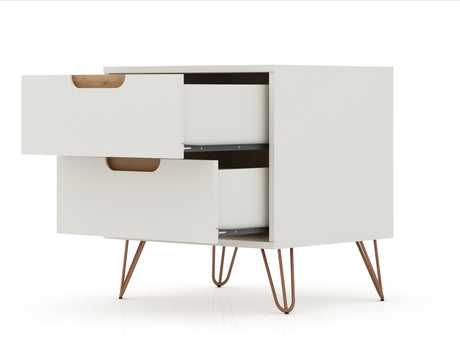 Rockefeller 2.0 Nightstand in Off White by Manhattan Comfort at Eve Furniture
