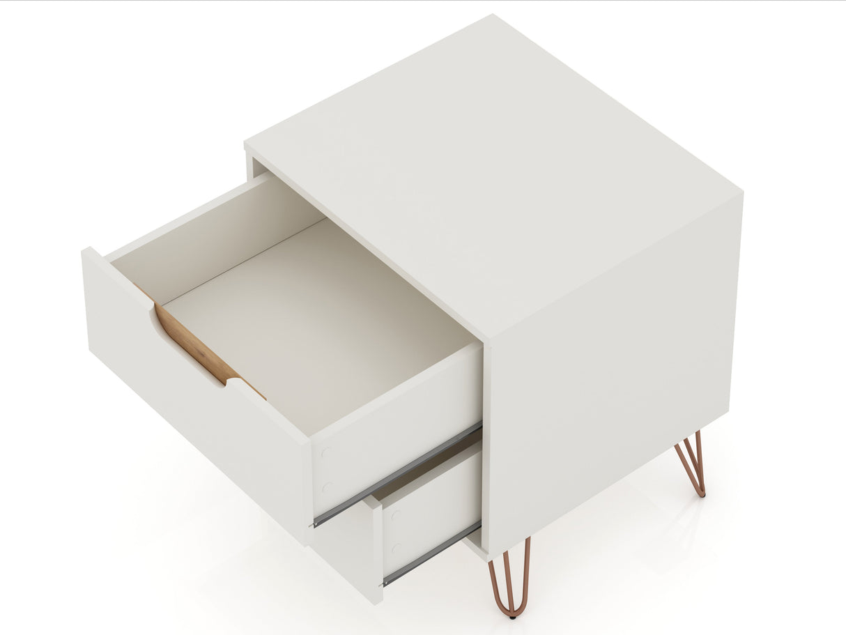 Rockefeller 2.0 Nightstand in Off White by Manhattan Comfort at Eve Furniture