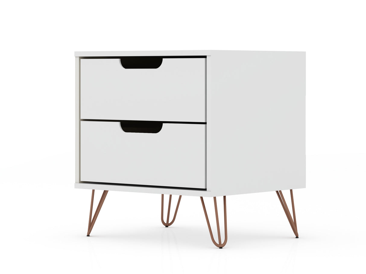 Rockefeller 2.0 Nightstand in White by Manhattan Comfort at Eve Furniture