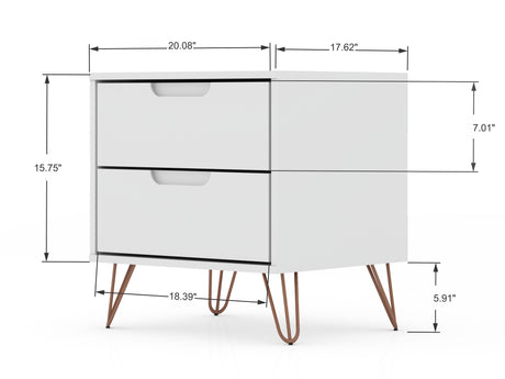 Rockefeller 2.0 Nightstand in White by Manhattan Comfort at Eve Furniture
