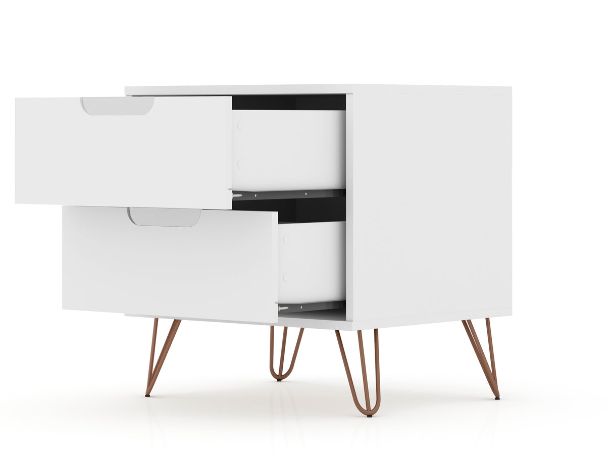Rockefeller 2.0 Nightstand in White by Manhattan Comfort at Eve Furniture