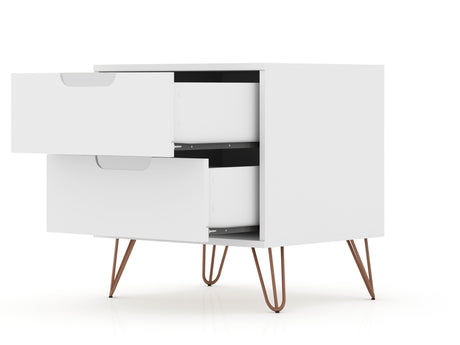 Rockefeller 2.0 Nightstand in White by Manhattan Comfort at Eve Furniture