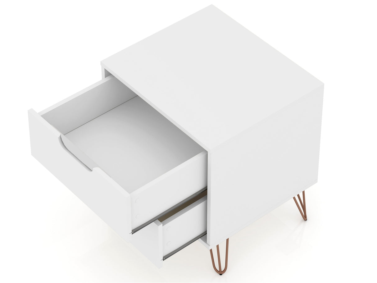 Rockefeller 2.0 Nightstand in White by Manhattan Comfort at Eve Furniture