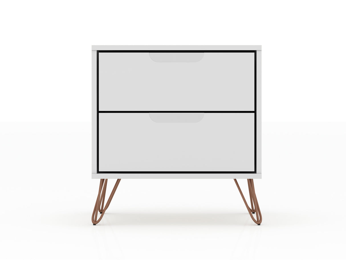 Rockefeller 2.0 Nightstand in White by Manhattan Comfort at Eve Furniture