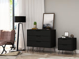 Rockefeller Dresser and Nightstand Set in Black by Manhattan Comfort at Eve Furniture