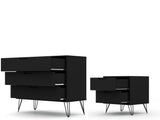Rockefeller Dresser and Nightstand Set in Black by Manhattan Comfort at Eve Furniture