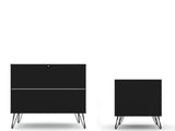Rockefeller Dresser and Nightstand Set in Black by Manhattan Comfort at Eve Furniture