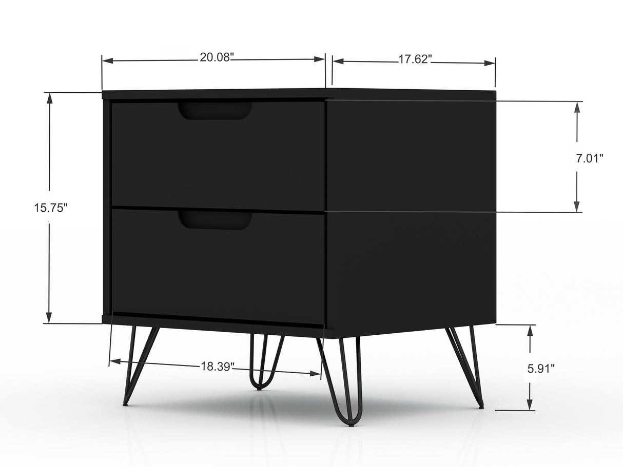 Rockefeller Dresser and Nightstand Set in Black by Manhattan Comfort at Eve Furniture