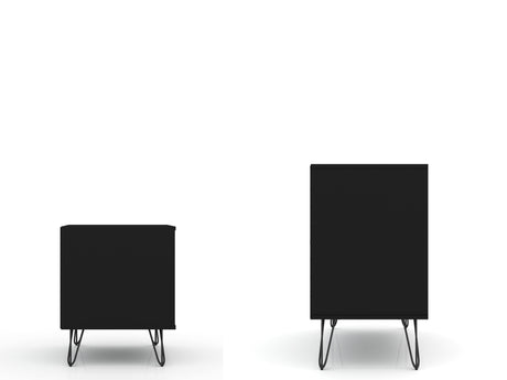 Rockefeller Dresser and Nightstand Set in Black by Manhattan Comfort at Eve Furniture