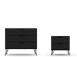 Rockefeller Dresser and Nightstand Set in Black by Manhattan Comfort at Eve Furniture