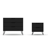 Rockefeller Dresser and Nightstand Set in Black by Manhattan Comfort at Eve Furniture