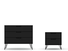 Rockefeller Dresser and Nightstand Set in Black by Manhattan Comfort at Eve Furniture
