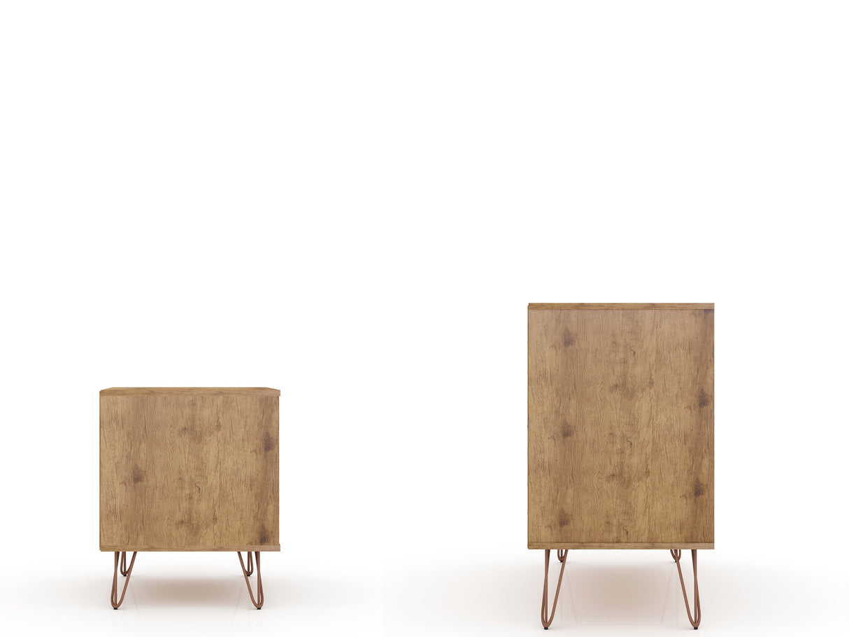Rockefeller Dresser and Nightstand Set in Nature and Rose Pink by Manhattan Comfort at Eve Furniture