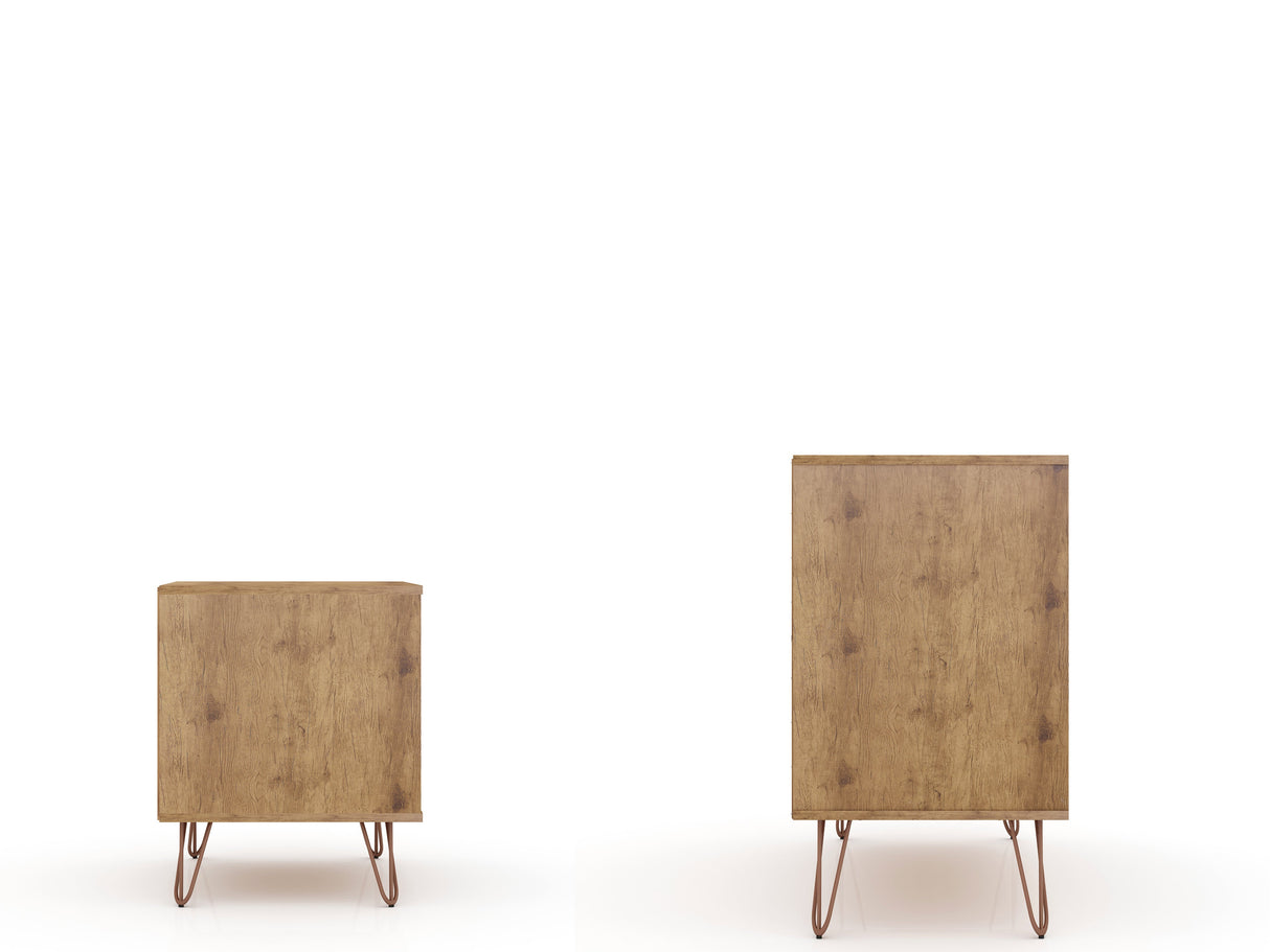 Rockefeller Dresser and Nightstand Set in Nature and Textured Grey by Manhattan Comfort at Eve Furniture