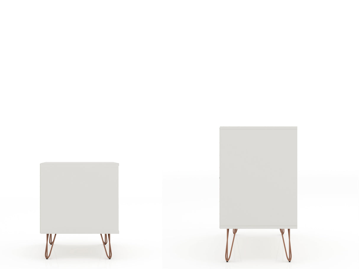 Rockefeller Dresser and Nightstand Set in Off White and Nature by Manhattan Comfort at Eve Furniture