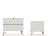 Rockefeller Dresser and Nightstand Set in Off White and Nature by Manhattan Comfort at Eve Furniture
