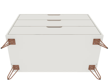 Rockefeller Dresser and Nightstand Set in Off White and Nature by Manhattan Comfort at Eve Furniture