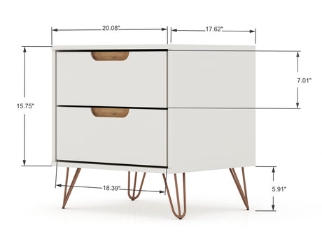 Rockefeller Dresser and Nightstand Set in Off White and Nature by Manhattan Comfort at Eve Furniture
