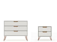 Rockefeller Dresser and Nightstand Set in Off White and Nature by Manhattan Comfort at Eve Furniture