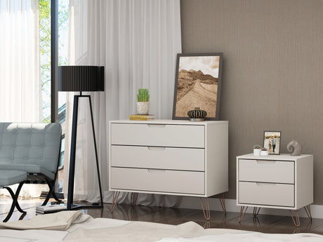 Rockefeller Dresser and Nightstand Set in Off White by Manhattan Comfort at Eve Furniture