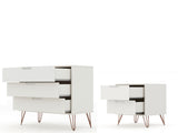 Rockefeller Dresser and Nightstand Set in Off White by Manhattan Comfort at Eve Furniture