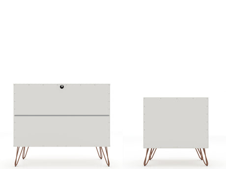 Rockefeller Dresser and Nightstand Set in Off White by Manhattan Comfort at Eve Furniture
