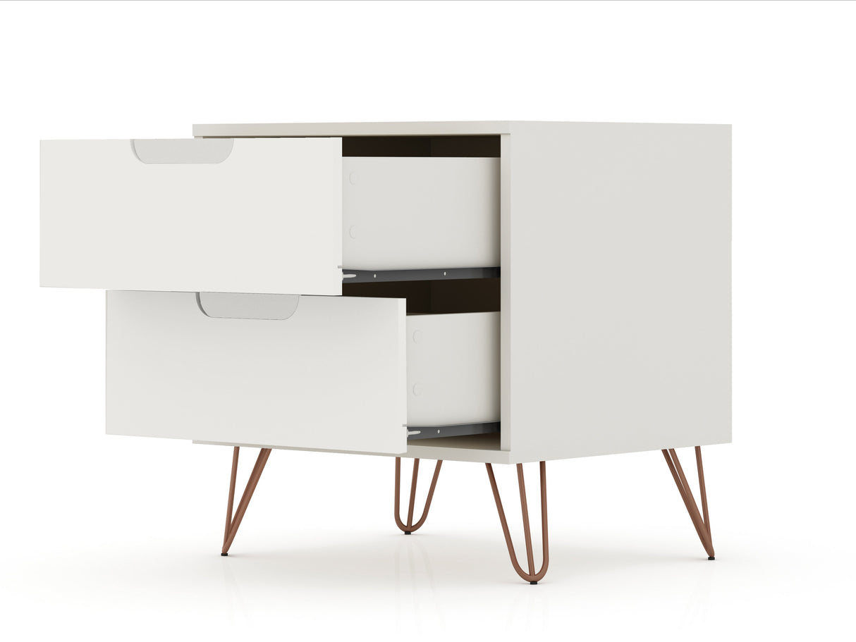 Rockefeller Dresser and Nightstand Set in Off White by Manhattan Comfort at Eve Furniture