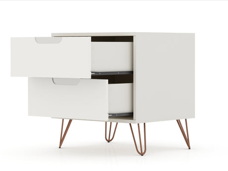 Rockefeller Dresser and Nightstand Set in Off White by Manhattan Comfort at Eve Furniture