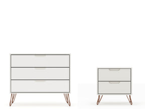 Rockefeller Dresser and Nightstand Set in Off White by Manhattan Comfort at Eve Furniture