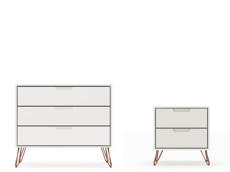 Rockefeller Dresser and Nightstand Set in Off White by Manhattan Comfort at Eve Furniture