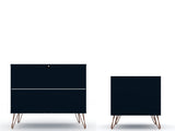 Rockefeller Dresser and Nightstand Set in Tatiana Midnight Blue by Manhattan Comfort at Eve Furniture