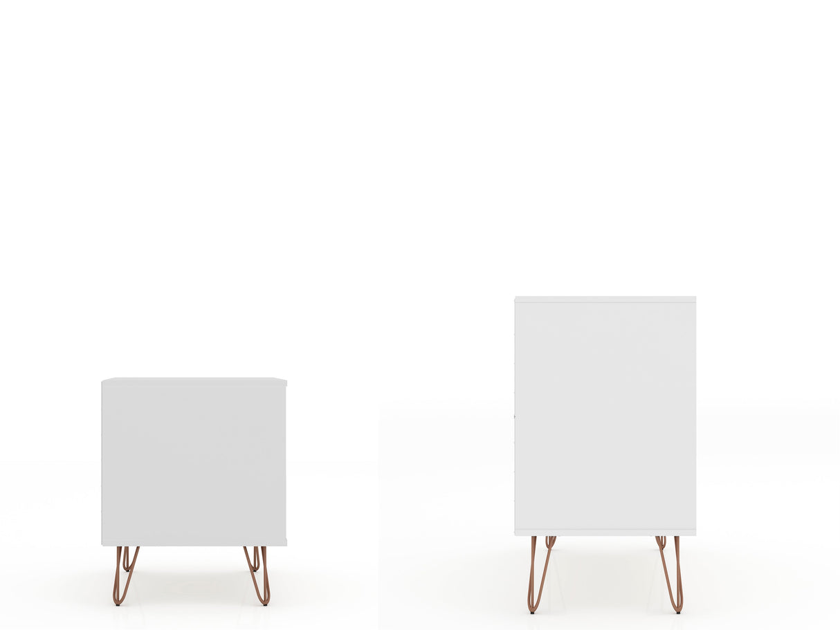 Rockefeller Dresser and Nightstand Set in White by Manhattan Comfort at Eve Furniture